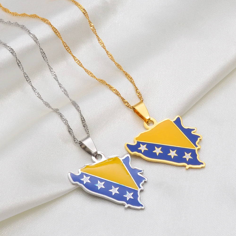 Bosnia and Herzegovina Flag Necklace – Arwino