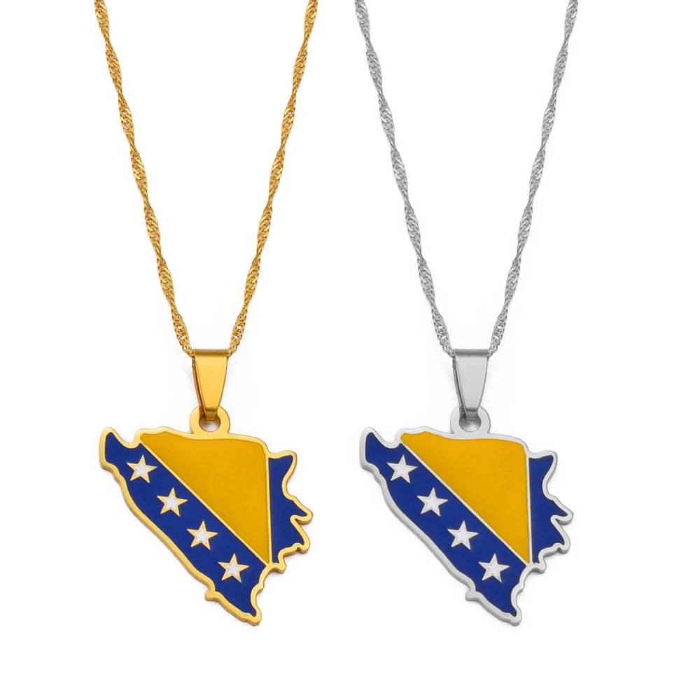 Bosnia and Herzegovina Flag Necklace – Arwino