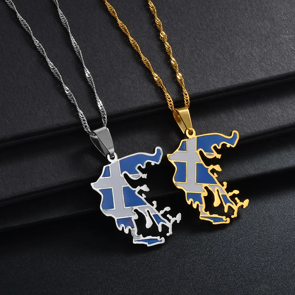 Greece Flag Necklace – Arwino