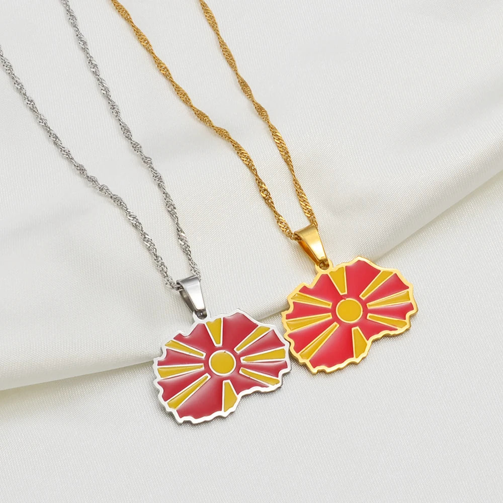 North Macedonia Flag Necklace – Arwino