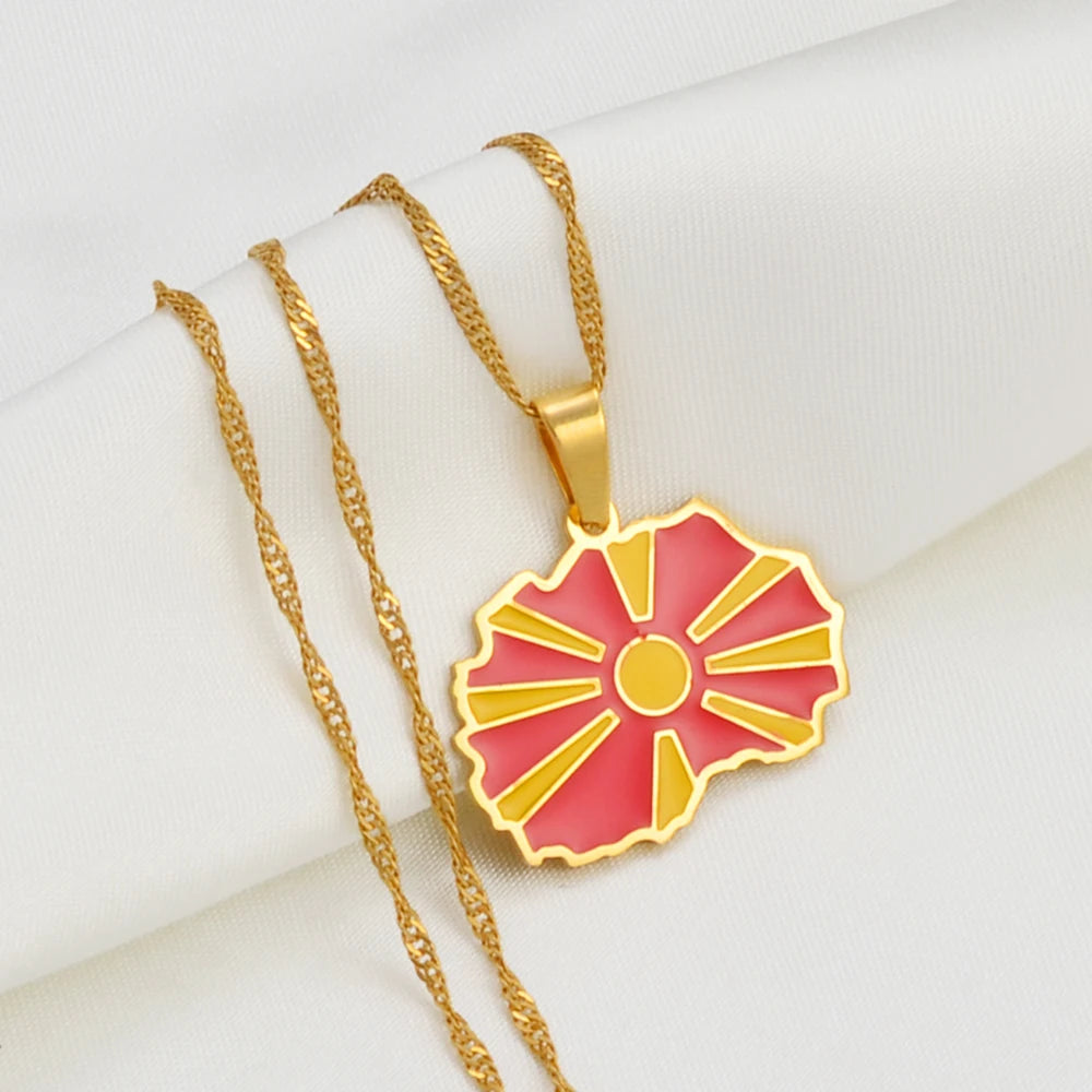 North Macedonia Flag Necklace – Arwino