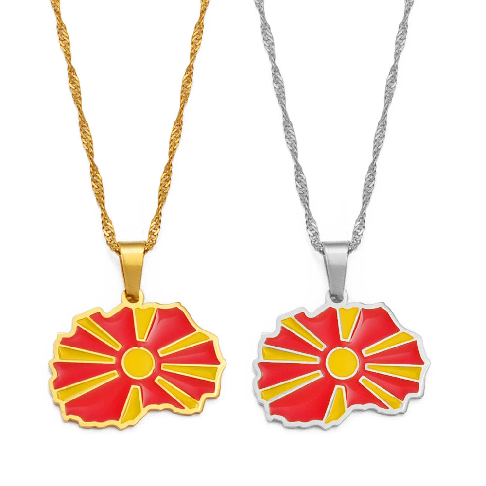 North Macedonia Flag Necklace – Arwino