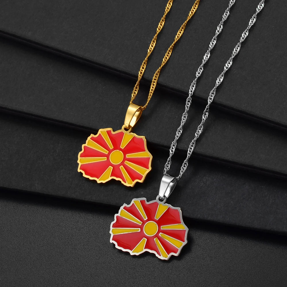 North Macedonia Flag Necklace – Arwino