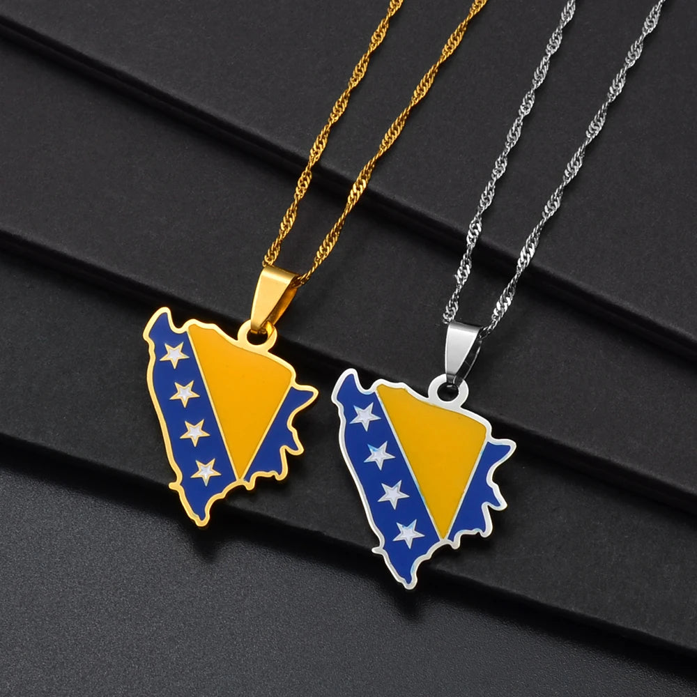 Bosnia and Herzegovina Flag Necklace – Arwino