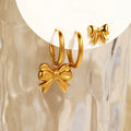 Stainless Steel Bow Earrings Women Exquisite