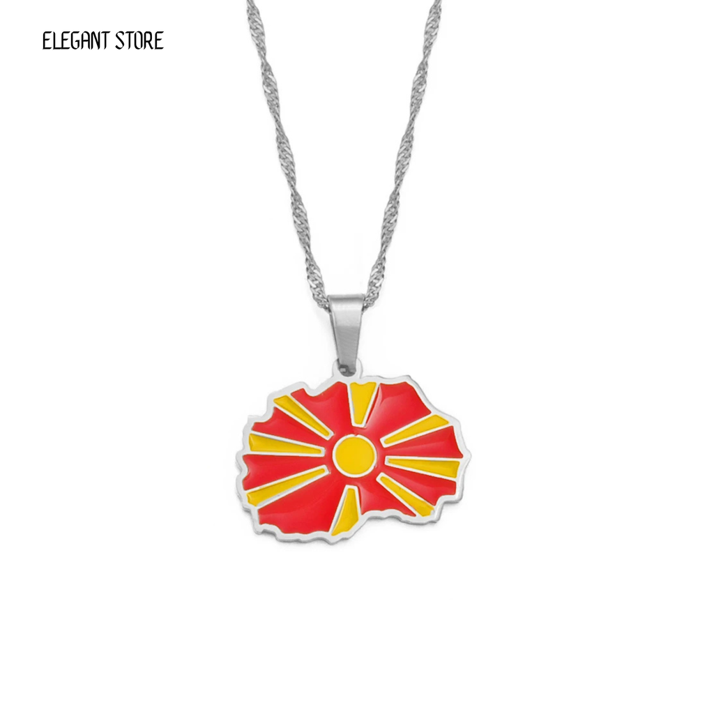 North Macedonia Flag Necklace – Arwino